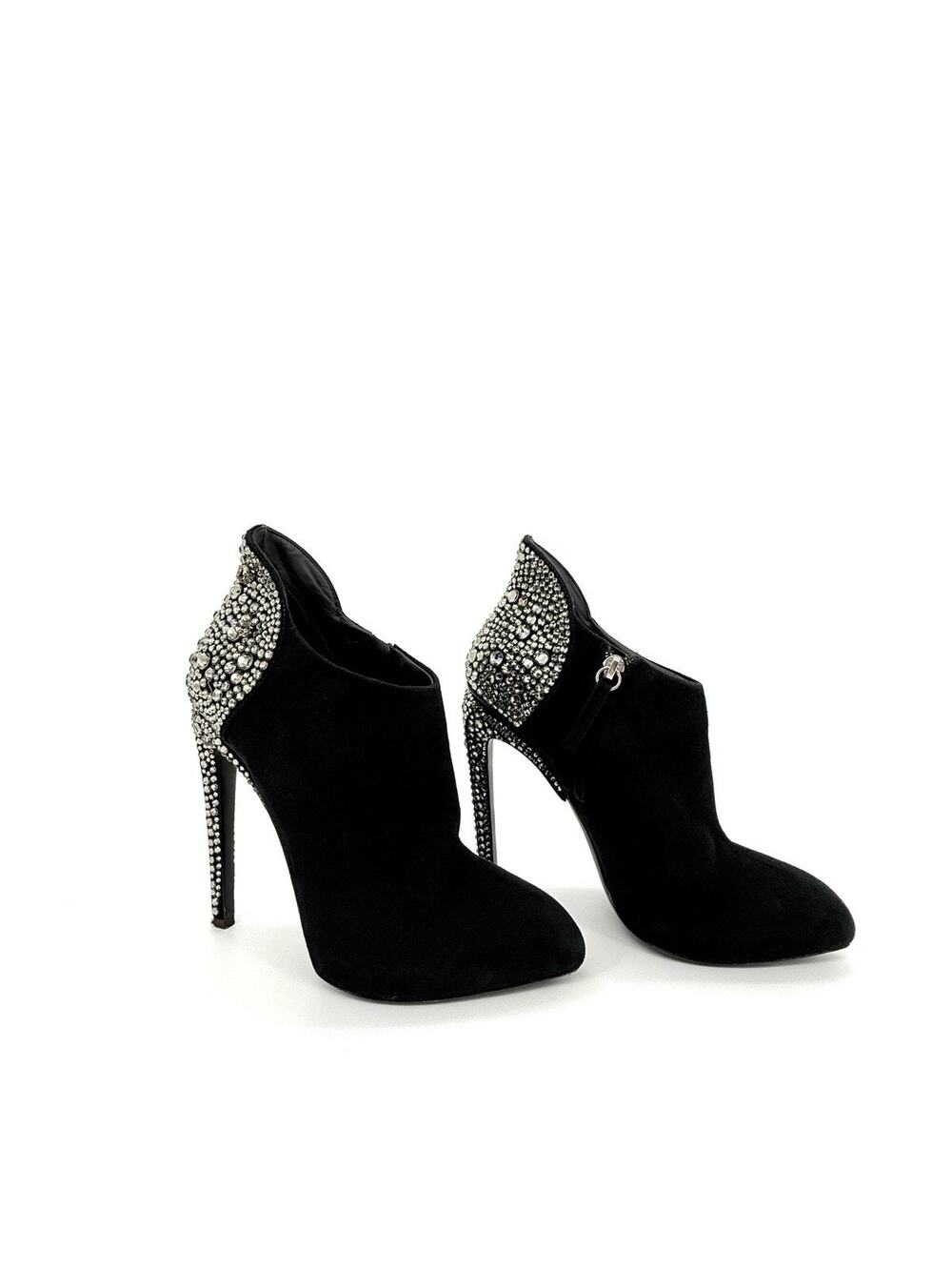 Giuseppe Zanotti x Jennifer Lopez Gertie Bootie 38.5 US 8.5 Black Suede Crystal